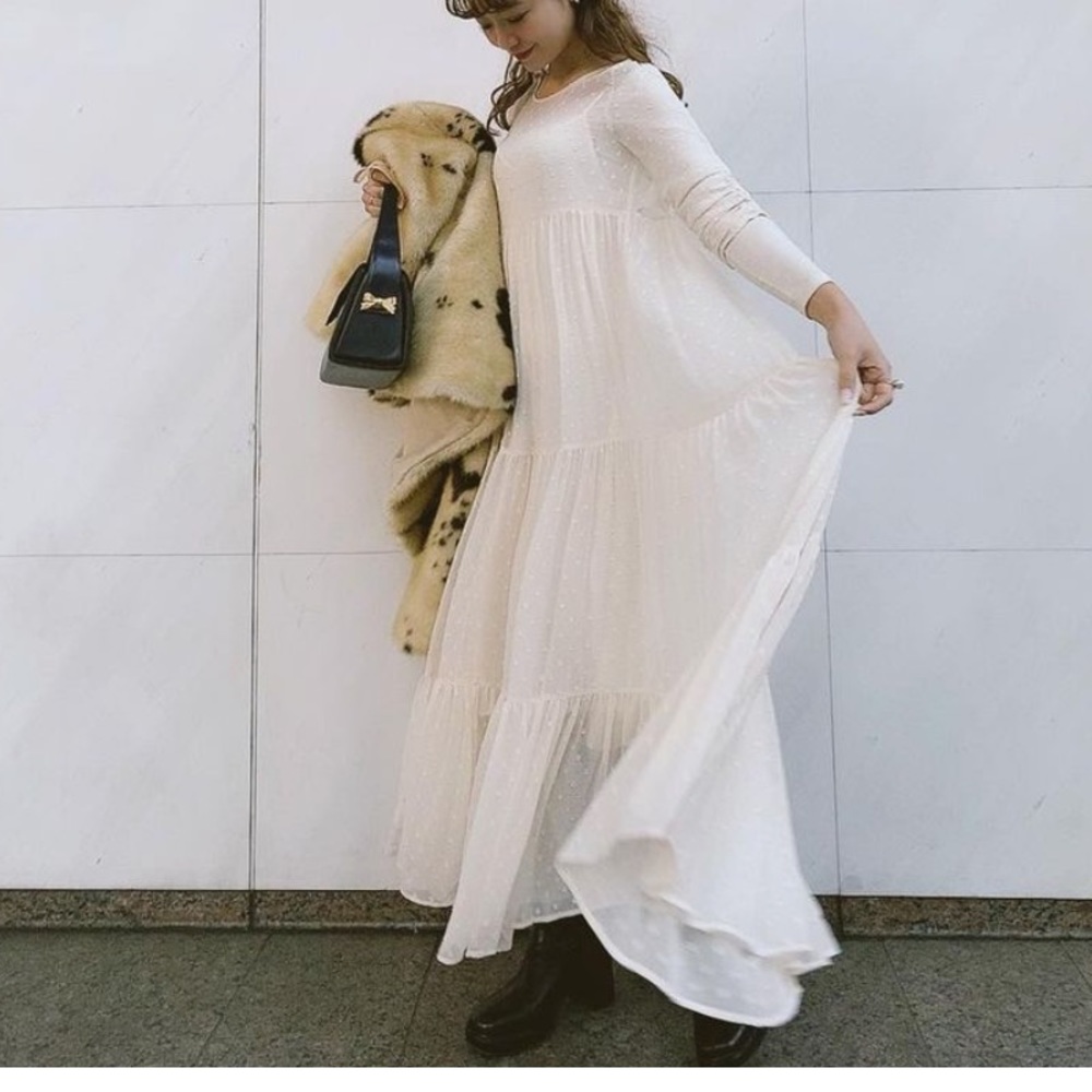 Zara White Swiss Dot Maxi Dress - Picture 6 of 15